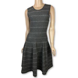 RVN Dress Drop Waist Flared Skirt  Gray Knit Size L Sleeveless MSRP $570